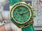 Rolex Daytona Green Face Yellow Gold Case Diamond Bezel 4801/4130 Movement Leather Band Watch